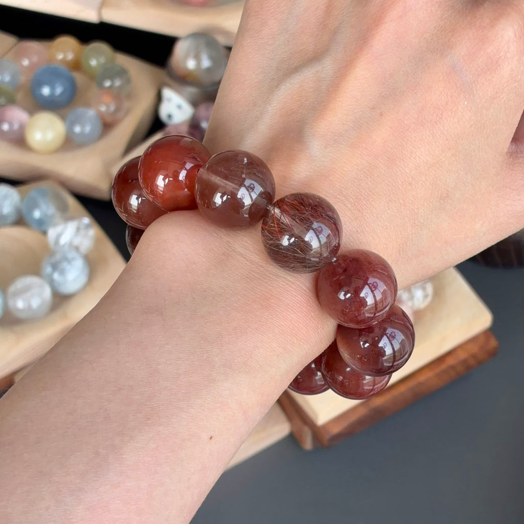 Rabbit Hair Quartz Crystal Bracelet — natural character, One of a Kind