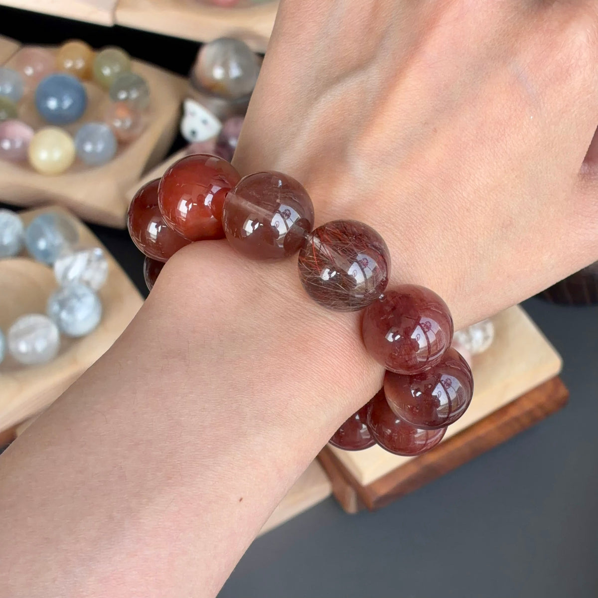 Rabbit Hair Quartz Crystal Bracelet — natural character, One of a Kind