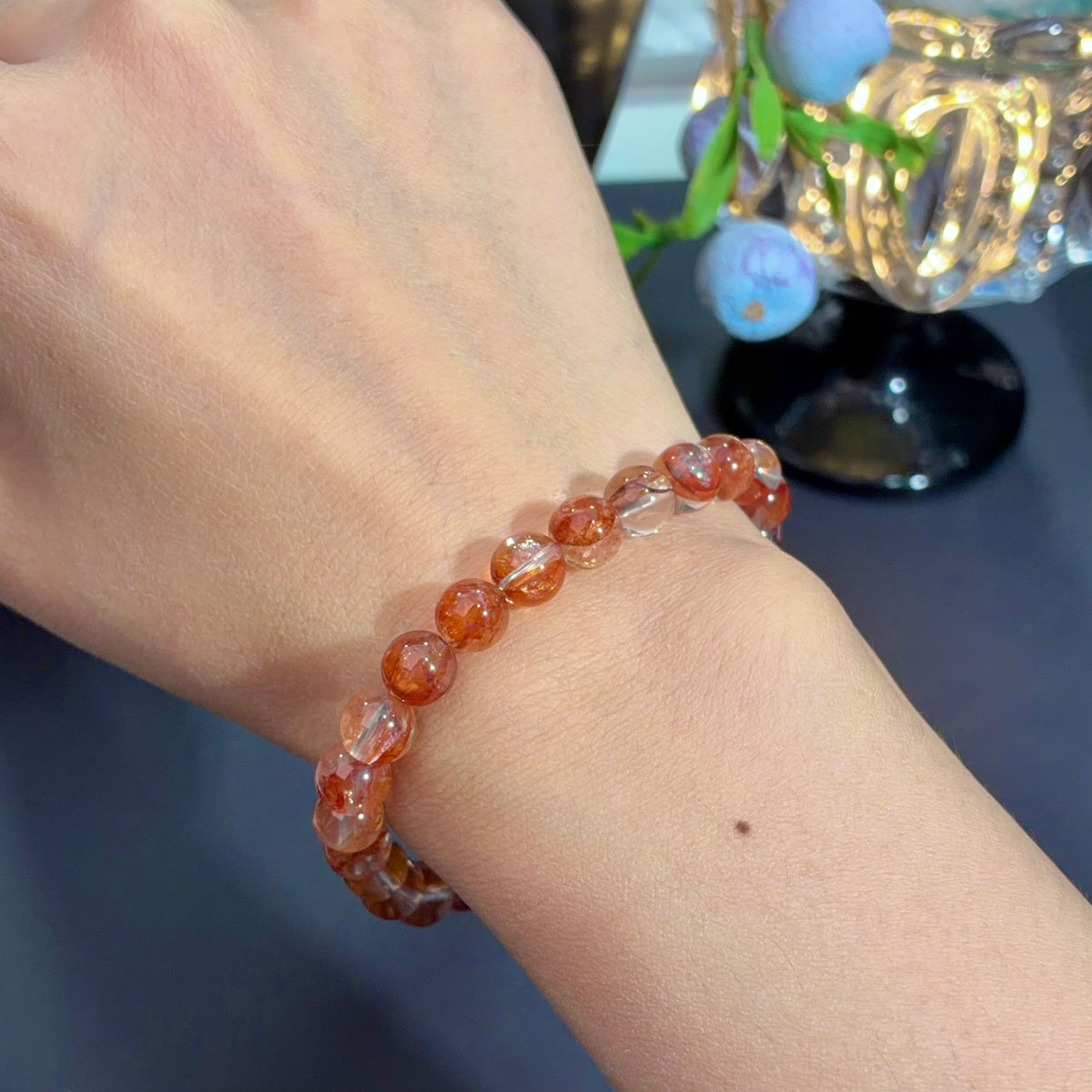Red Flower Agate Crystal Bracelet — quiet warmth, One of a Kind