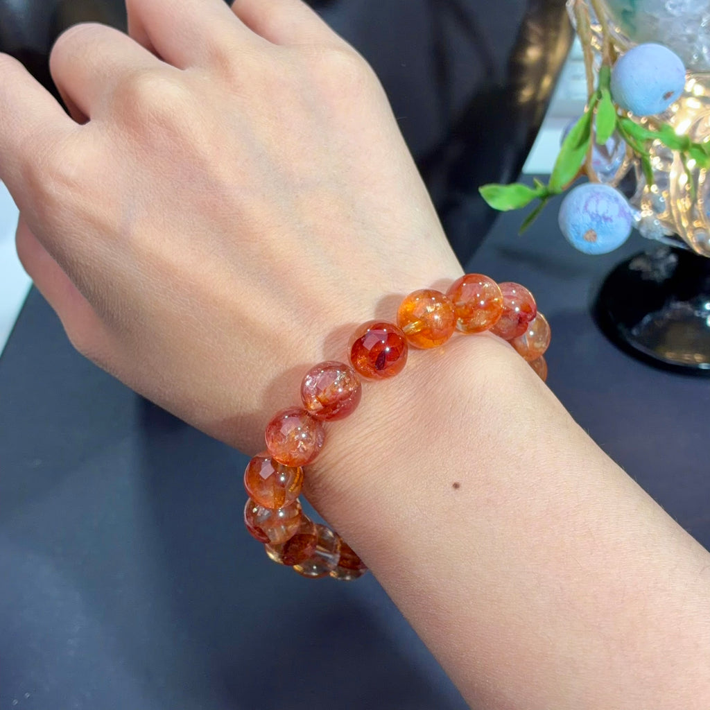 Red Flower Agate Crystal Bracelet — quiet warmth, One of a Kind