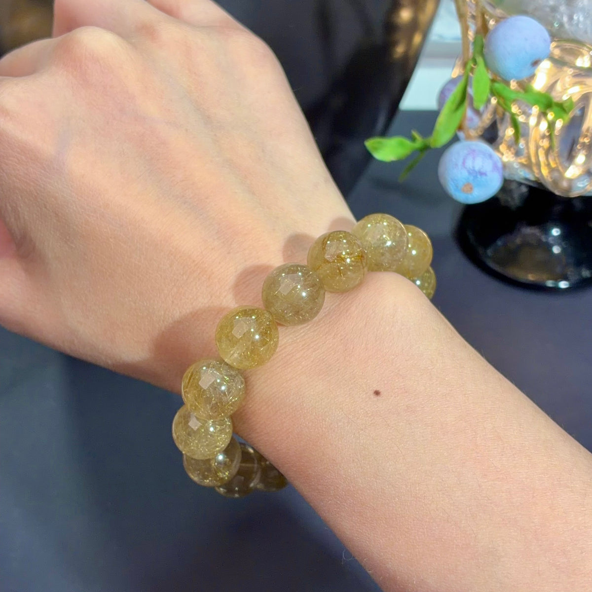 Golden Rutilated Quartz Crystal Bracelet — soft radiance, One of a Kind