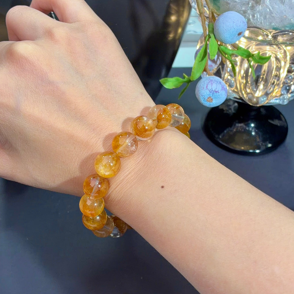 Yellow Flower Agate Crystal Bracelet — soft radiance, One of a Kind