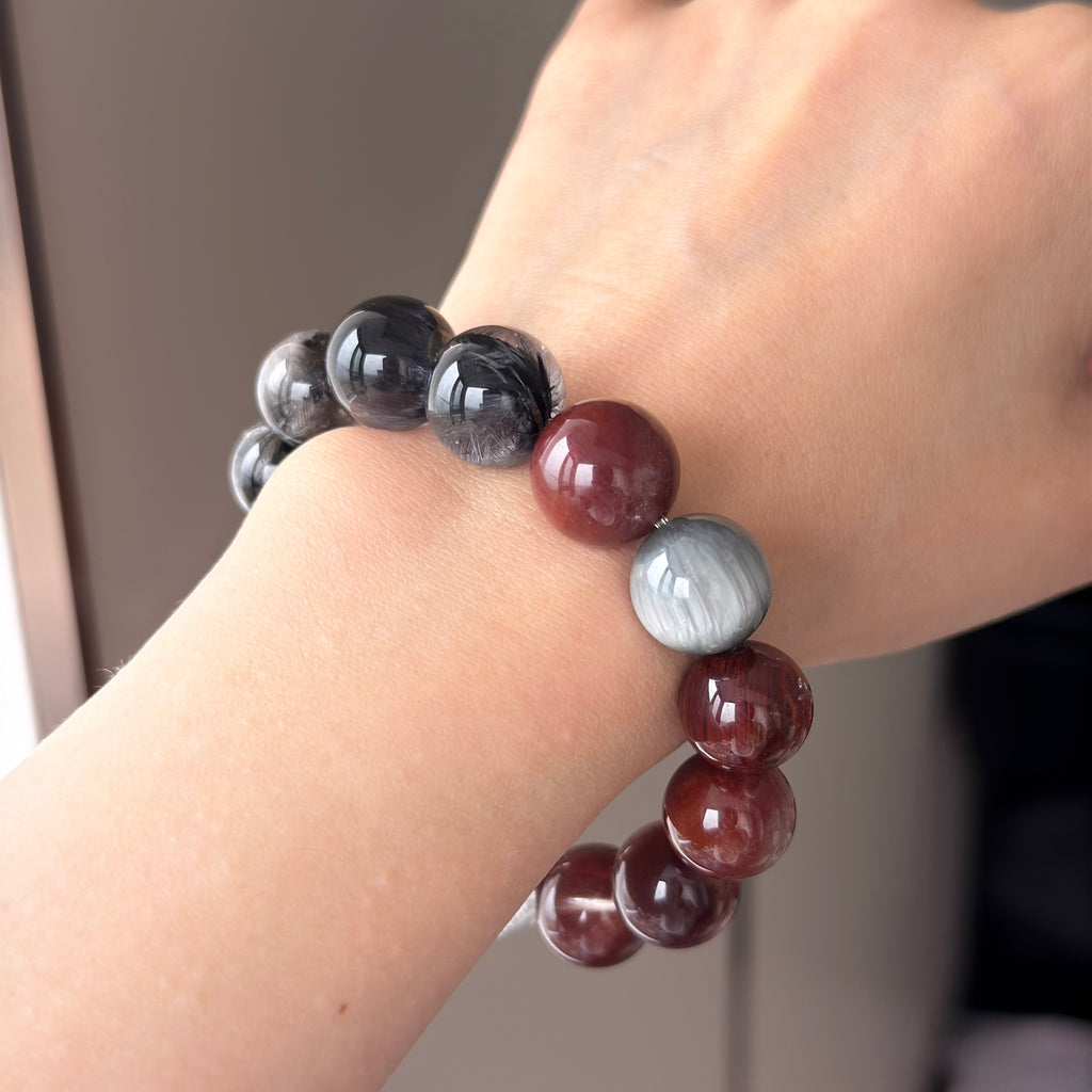 Rabbit Hair Quartz Crystal Bracelet — natural character, One of a Kind
