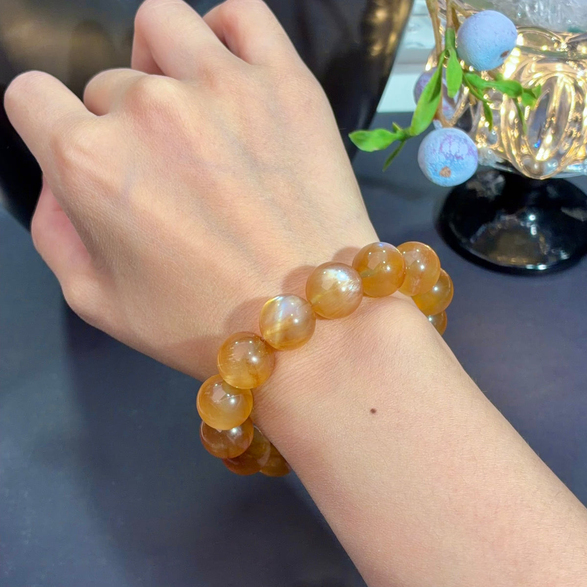 Andesine Moonstone Crystal Bracelet — natural character, One of a Kind