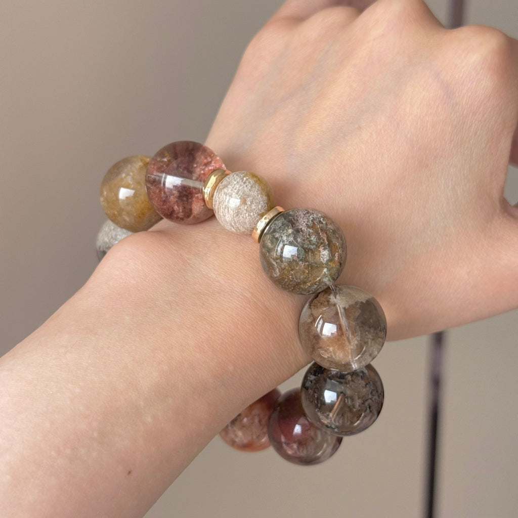 Phantom Quartz Crystal Bracelet — quiet warmth, One of a Kind