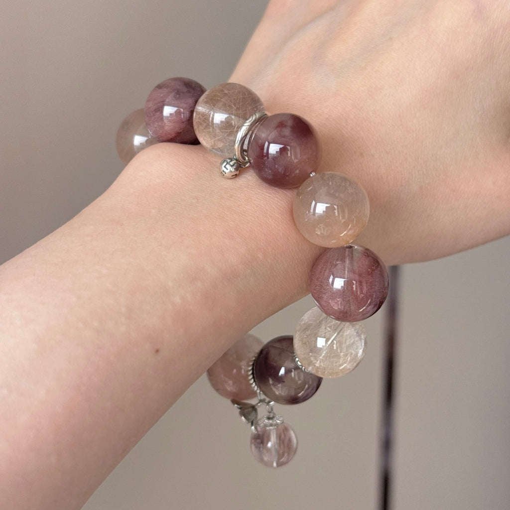 Rabbit Hair Quartz Crystal Bracelet — natural character, One of a Kind