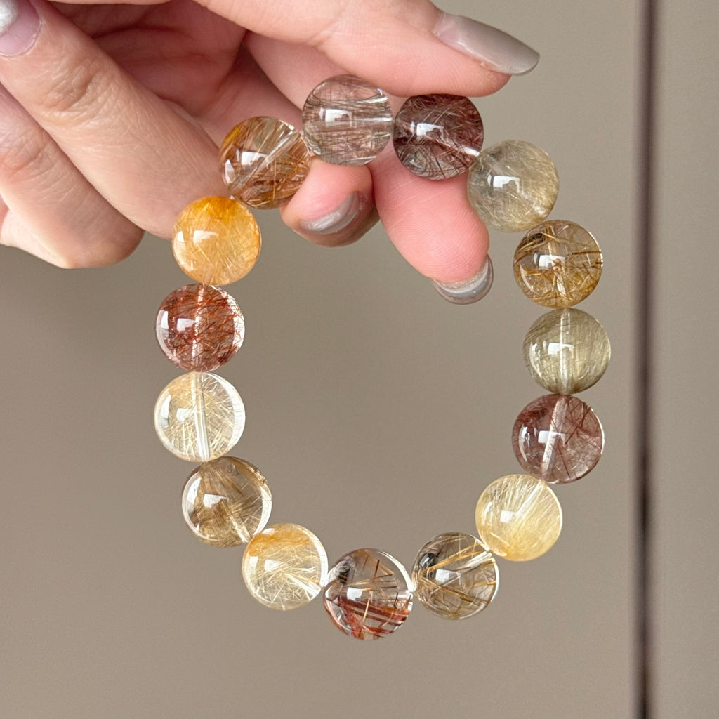 Rutilated Quartz Crystal Bracelet — natural character, One of a Kind