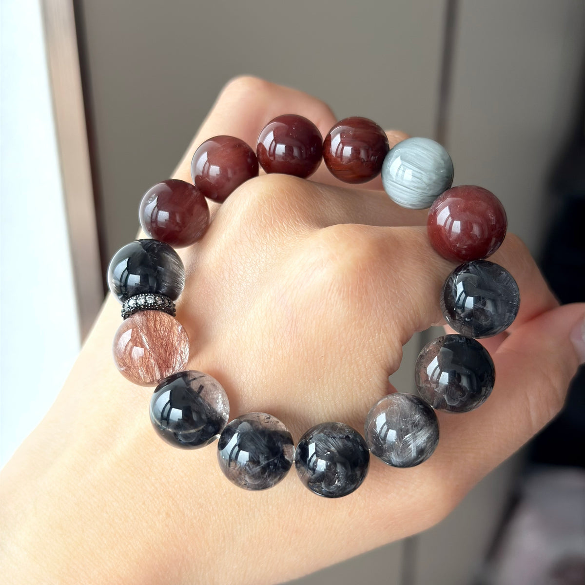 Rabbit Hair Quartz Crystal Bracelet — natural character, One of a Kind