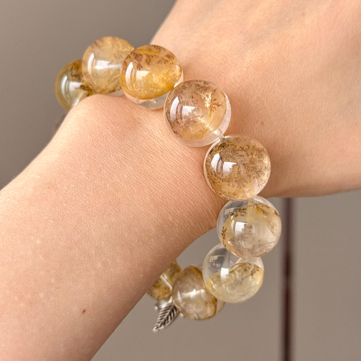 Tree Flower Agate & Jade Crystal Bracelet — natural character, One of a Kind