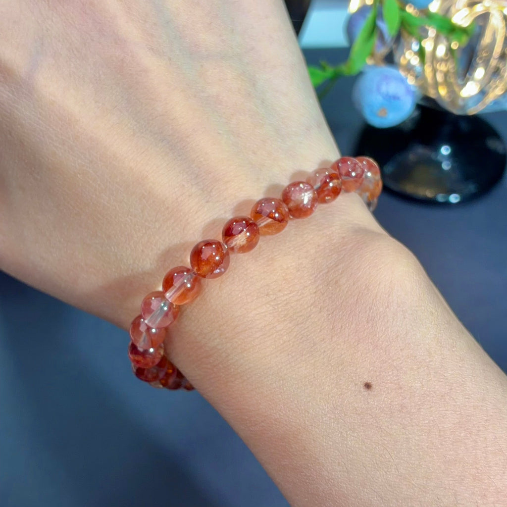 Red Flower Agate Crystal Bracelet — quiet warmth, One of a Kind