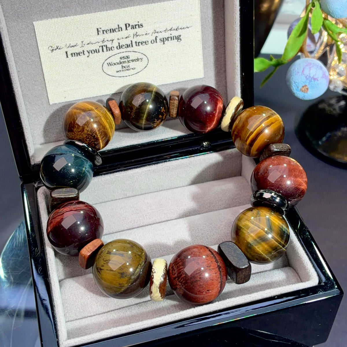 Multicolor Tiger Eye Crystal Bracelet — natural character, One of a Kind