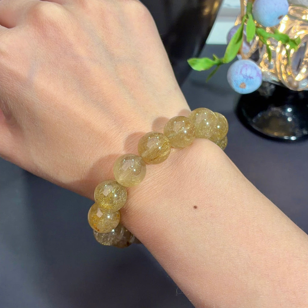 Golden Rutilated Quartz Crystal Bracelet — soft radiance, One of a Kind