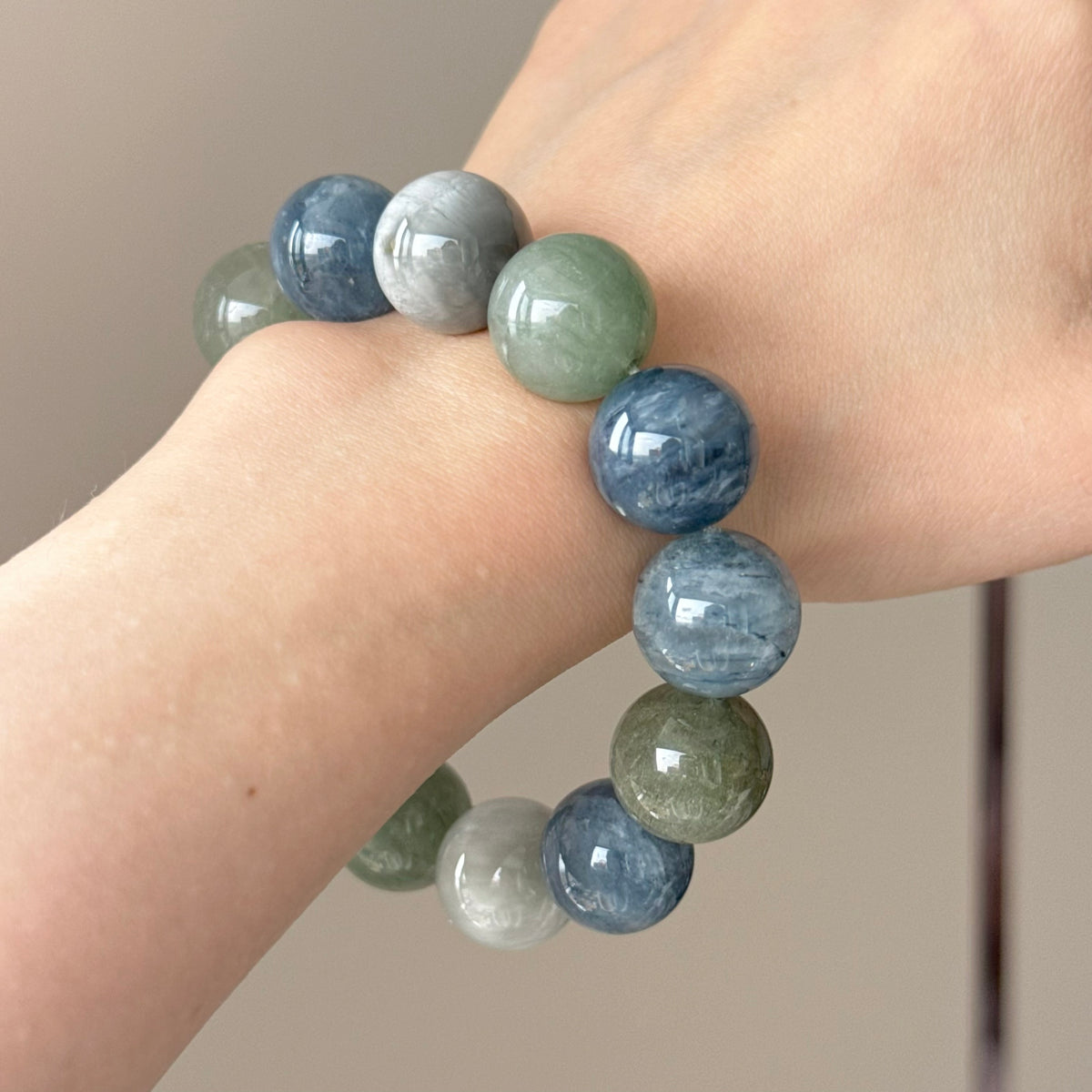 Rabbit Hair Quartz & Phantom Quartz Crystal Bracelet — quiet warmth, One of a Kind