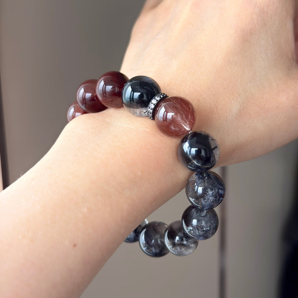 Rabbit Hair Quartz Crystal Bracelet — natural character, One of a Kind