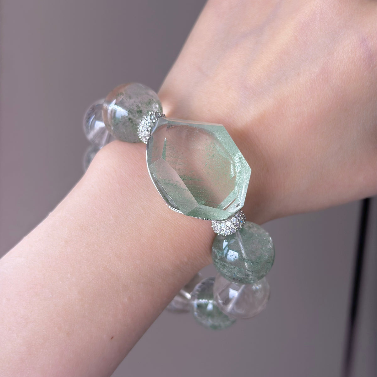 Phantom Quartz Crystal Bracelet — quiet warmth, One of a Kind