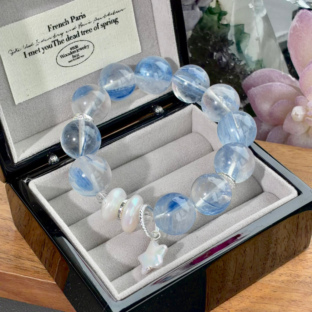 Jadeized Kyanite & Pearl Crystal Bracelet — grounded calm, One of a Kind