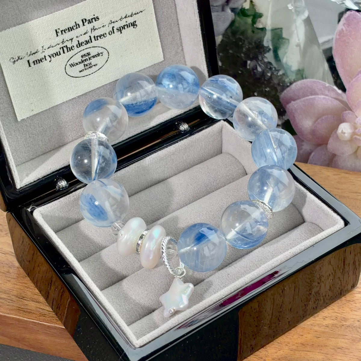 Jadeized Kyanite & Pearl Crystal Bracelet — grounded calm, One of a Kind