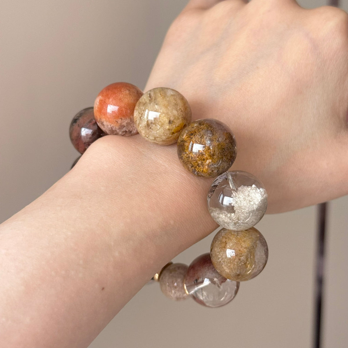 Phantom Quartz Crystal Bracelet — quiet warmth, One of a Kind