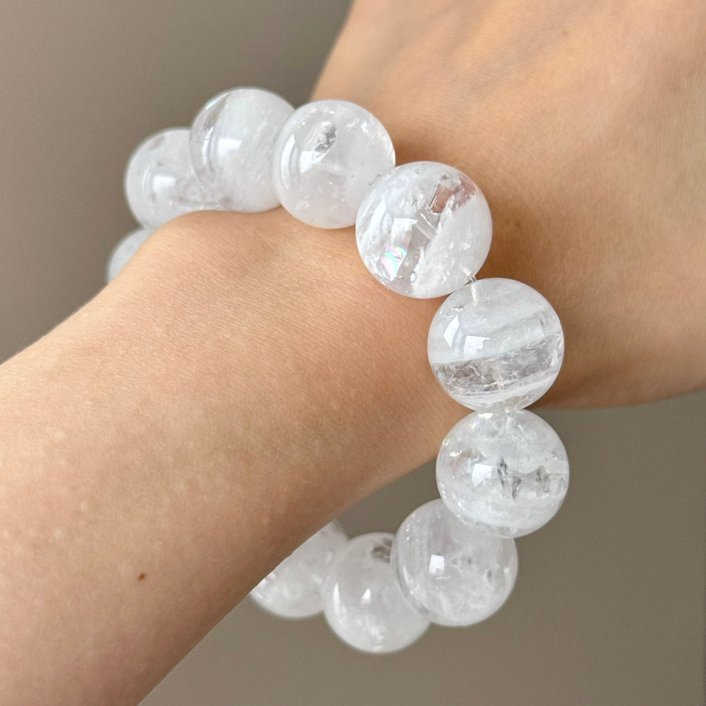 Phantom Quartz & Natural Jade Crystal Bracelet — quiet warmth, One of a Kind