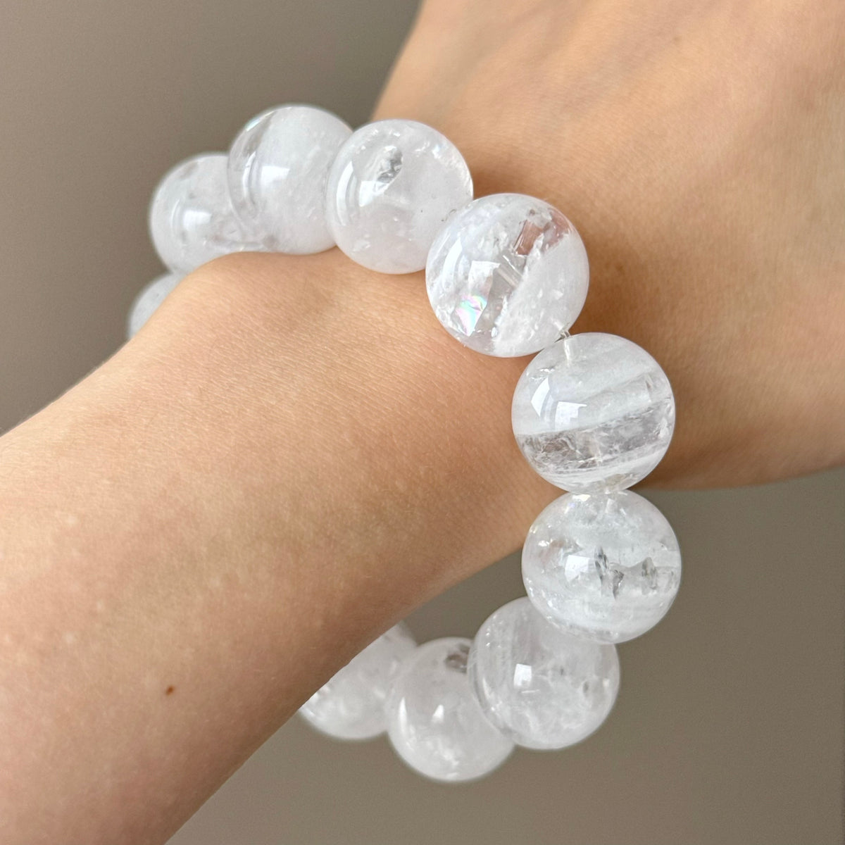 Phantom Quartz & Natural Jade Crystal Bracelet — quiet warmth, One of a Kind
