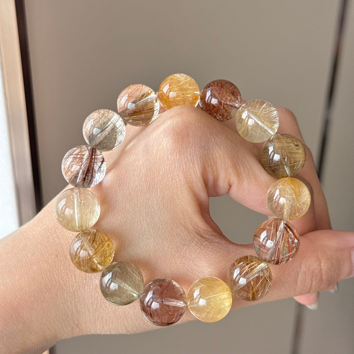 Rutilated Quartz Crystal Bracelet — natural character, One of a Kind