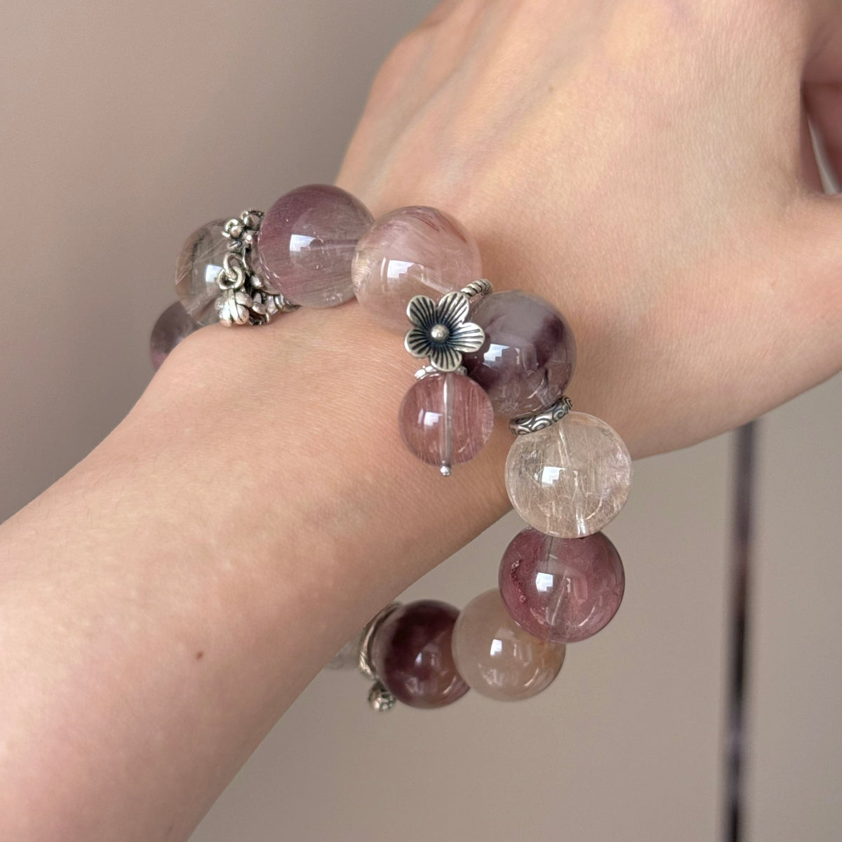 Rabbit Hair Quartz Crystal Bracelet — natural character, One of a Kind