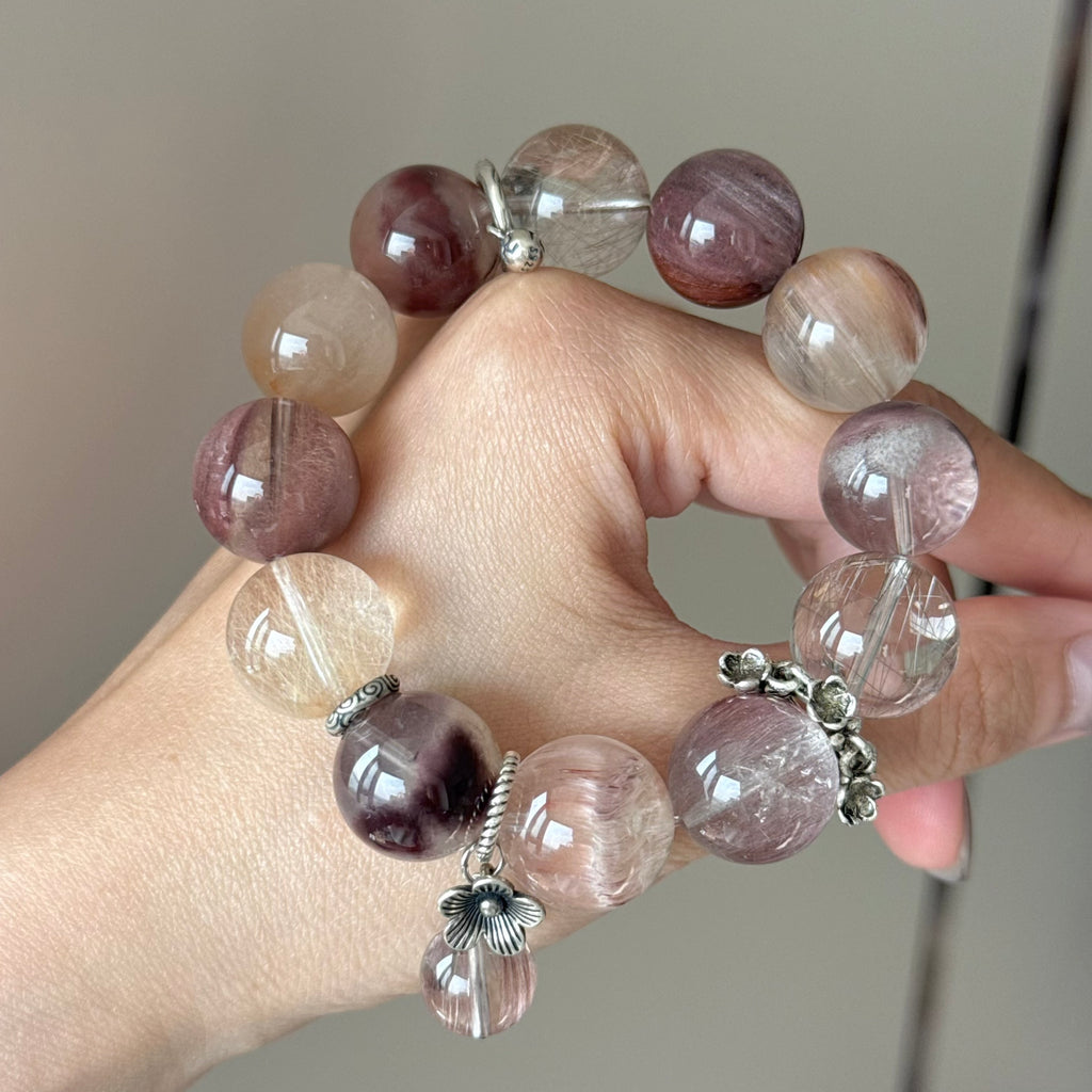 Rabbit Hair Quartz Crystal Bracelet — natural character, One of a Kind