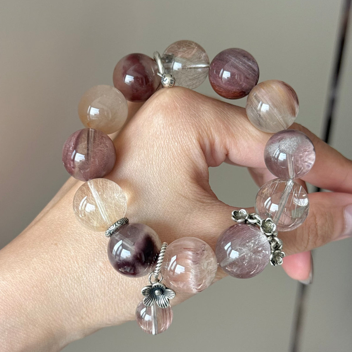 Rabbit Hair Quartz Crystal Bracelet — natural character, One of a Kind