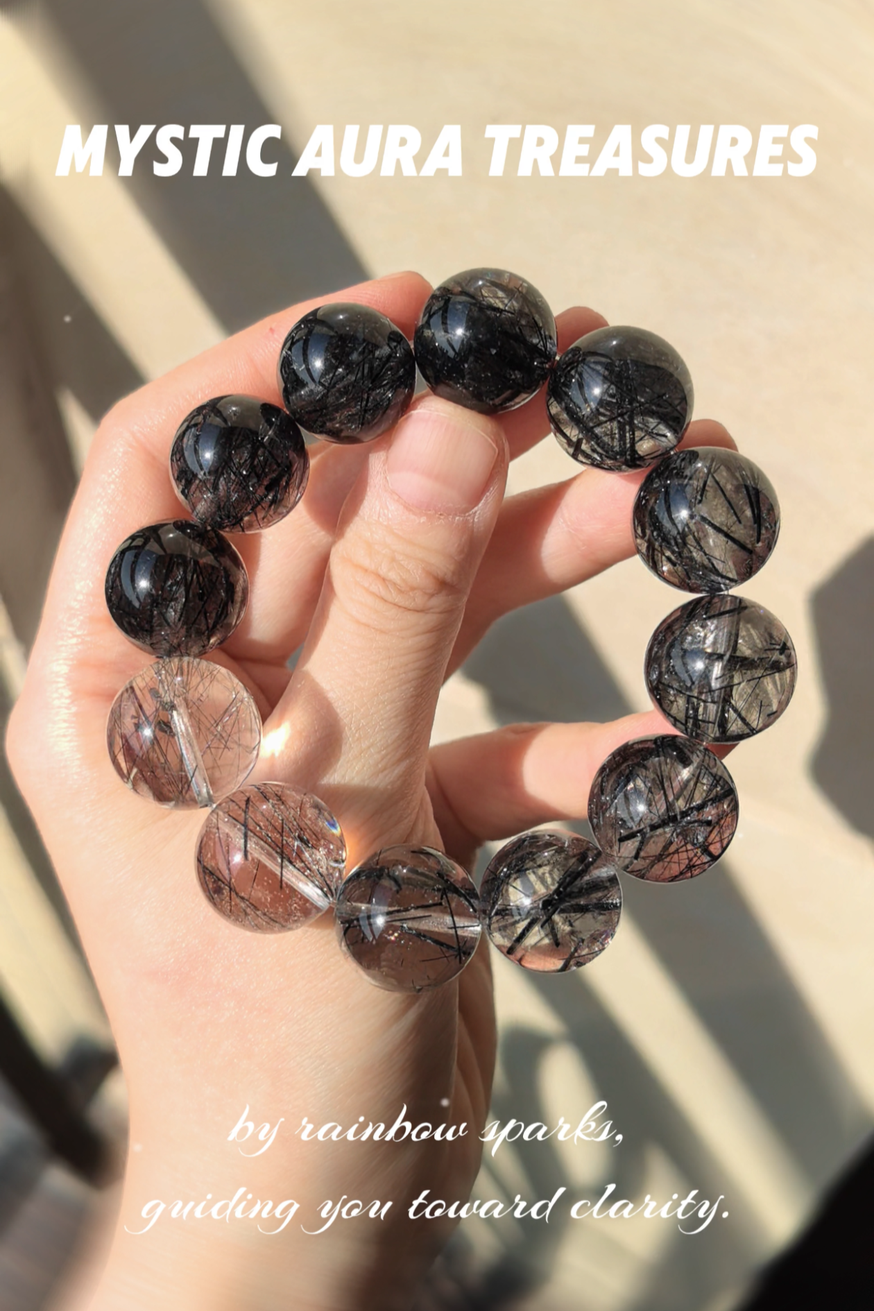 Gradient Black Rutilated Quartz Bracelet