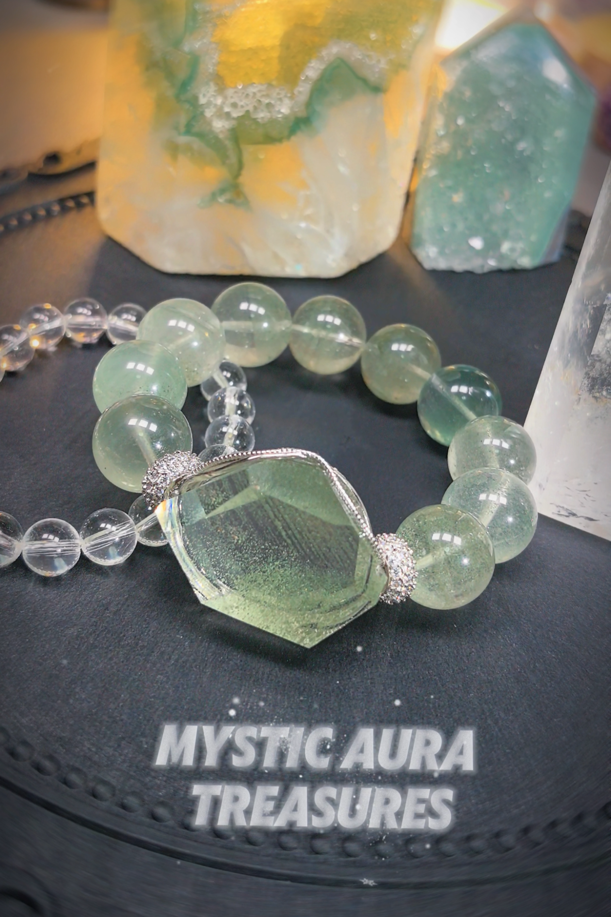 Natural Green Phantom Quartz Layered Bracelet