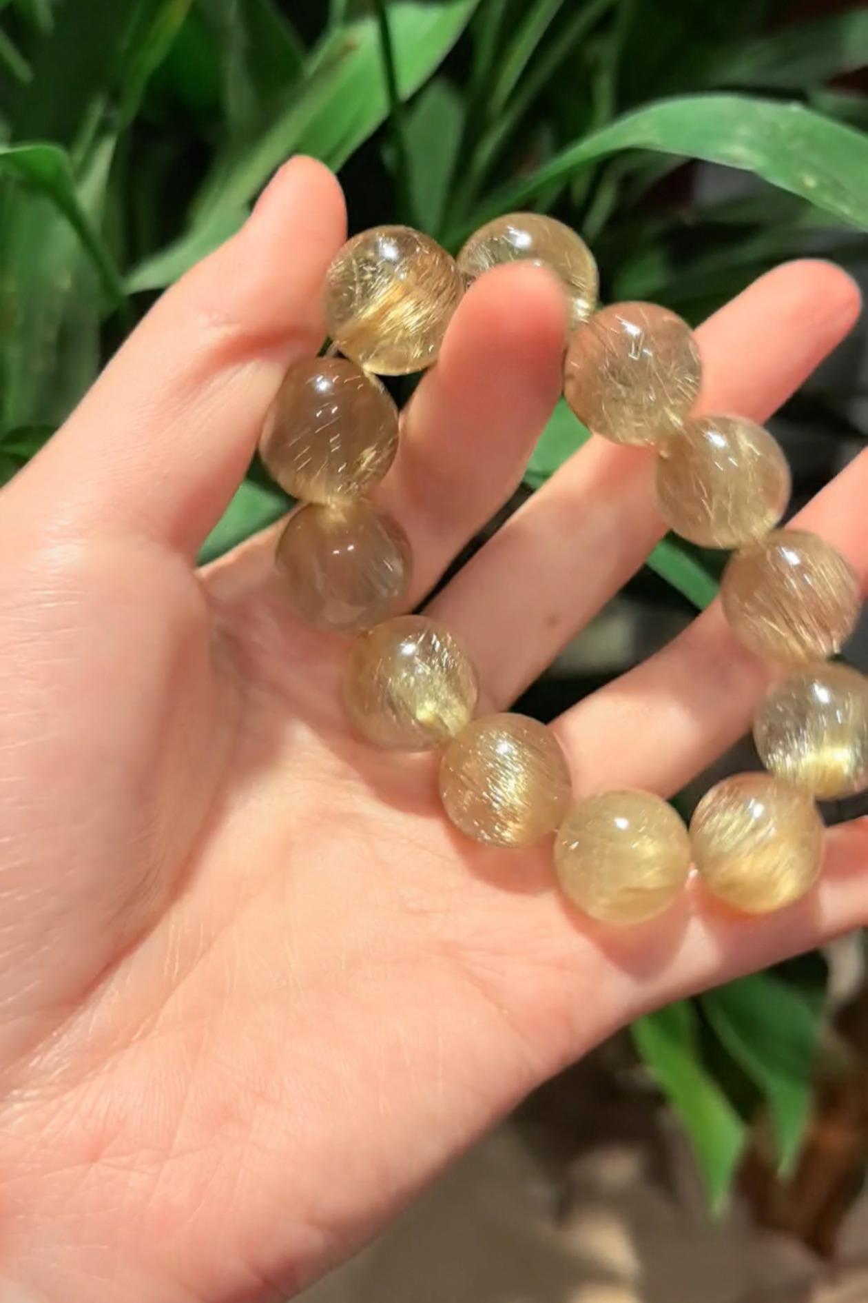 15+mm Golden Rutilated Quartz Crystal Bracelet