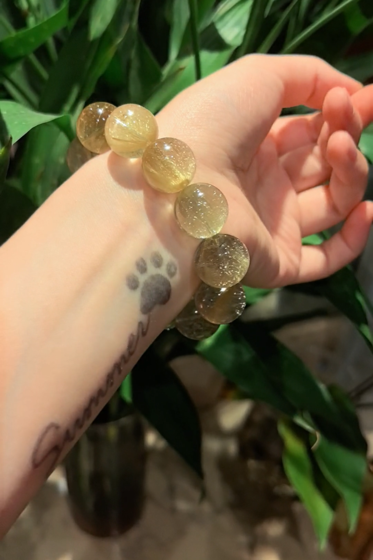 15+mm Golden Rutilated Quartz Crystal Bracelet