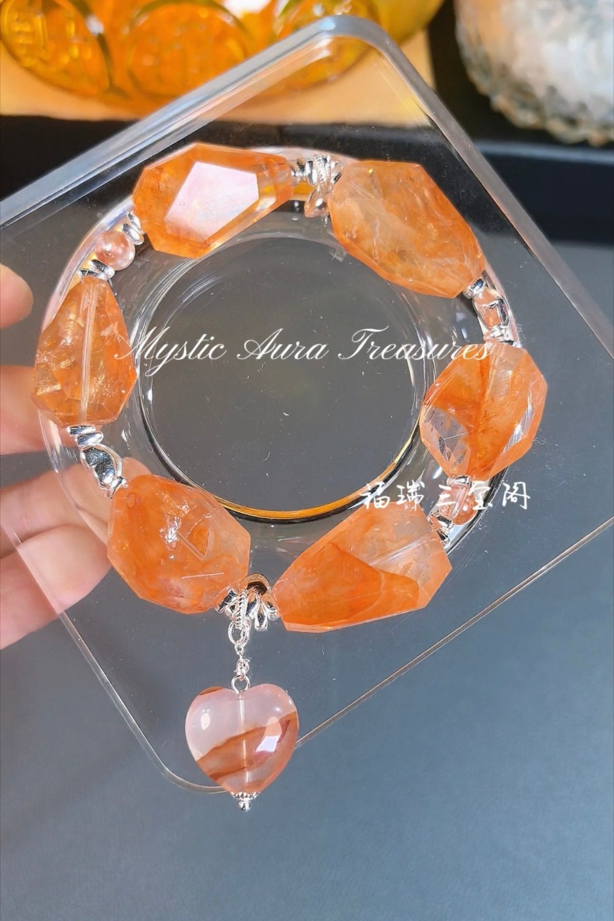 Floral Inclusion Crystal DIY Bracelet with Silver Accents