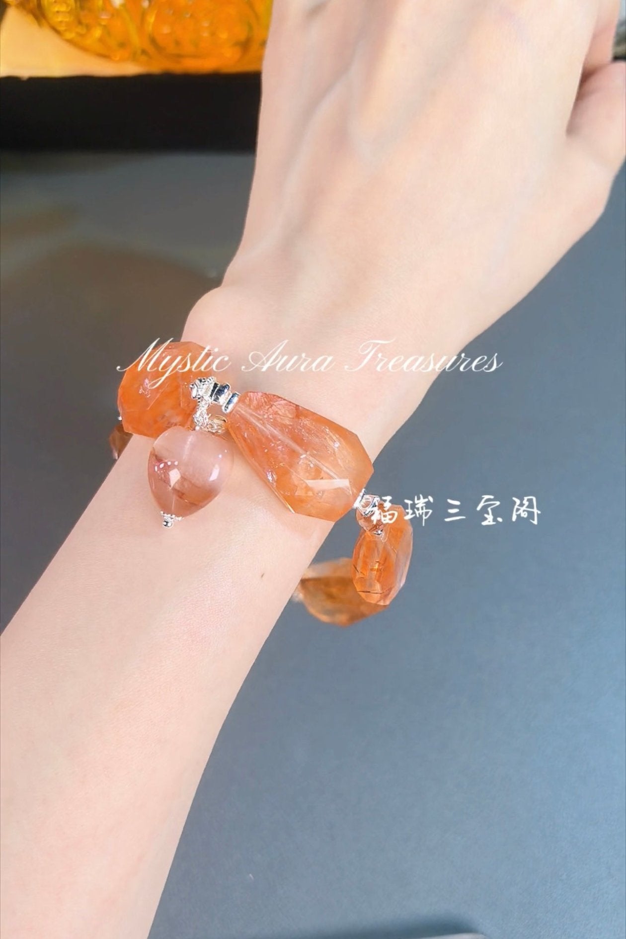 Floral Inclusion Crystal DIY Bracelet with Silver Accents