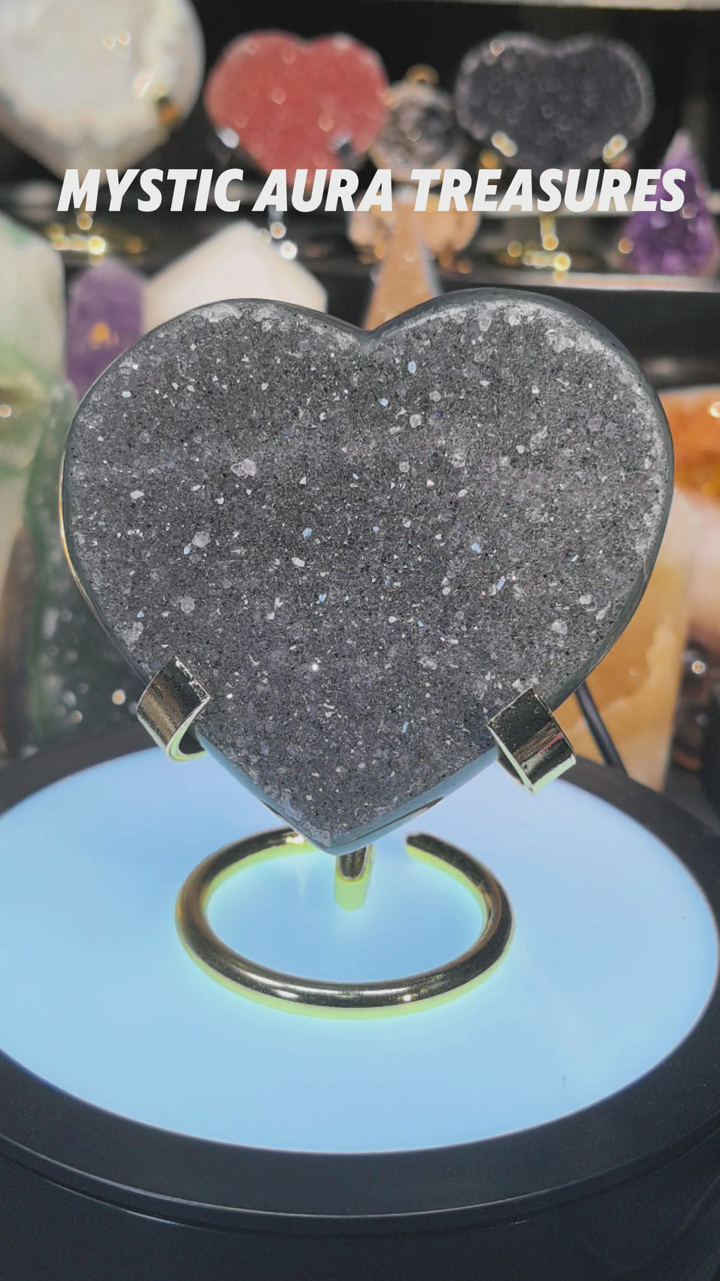Grey-Green Druzy Heart Crystal with Agate Back, 229.8g